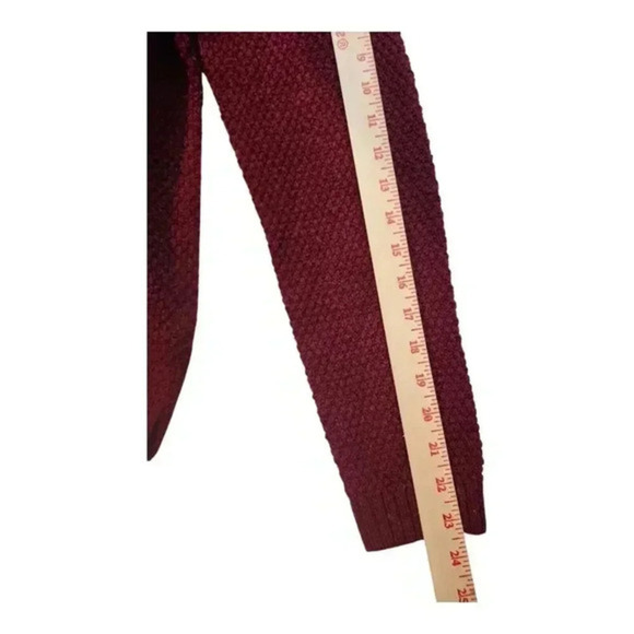 CLASSIC ELEMENTS PETITE Cardigan SWEATER Burgundy PL Knit Cotton - Picture 7 of 10